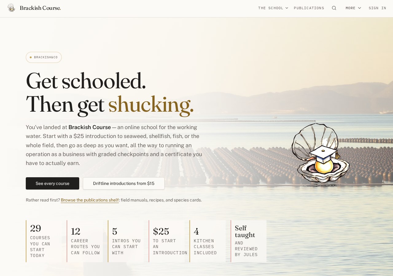 Brackish Course school home screen