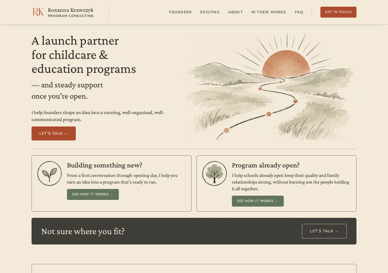 Roxanna Krawczyk Program Consulting home screen